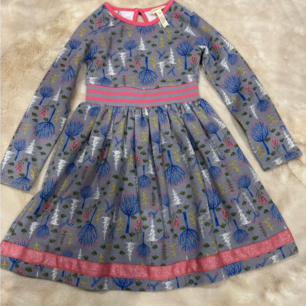 Matilda Jane Gray Dress with Blue and Pink Patterns